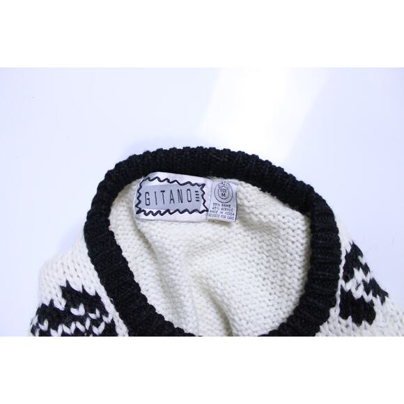 Vintage Gitano sweater acrylic black white ski snowflake winter 80s 90s NEW sz M - Picture 5 of 5